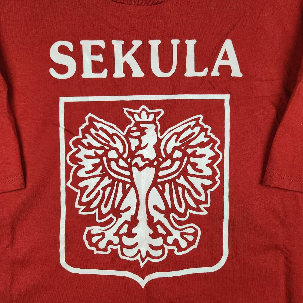 Vintage Sekula Shirt Mens XL Red Polish Crest Eagle Logo USA Graphic 90s Pride